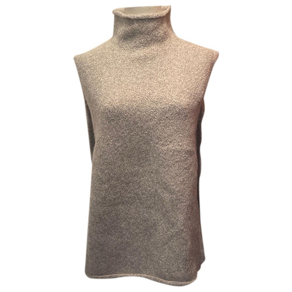 Lauren Manoogian Beige Cream Turtleneck Sleeveless Sweater